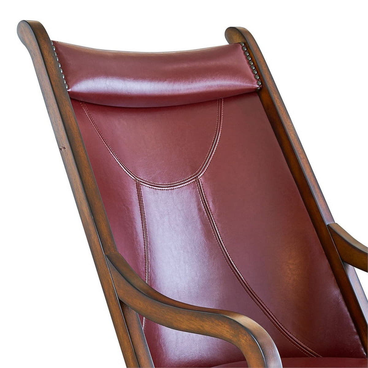 Cherry Finish Leather Chair & Ottoman Set H332736