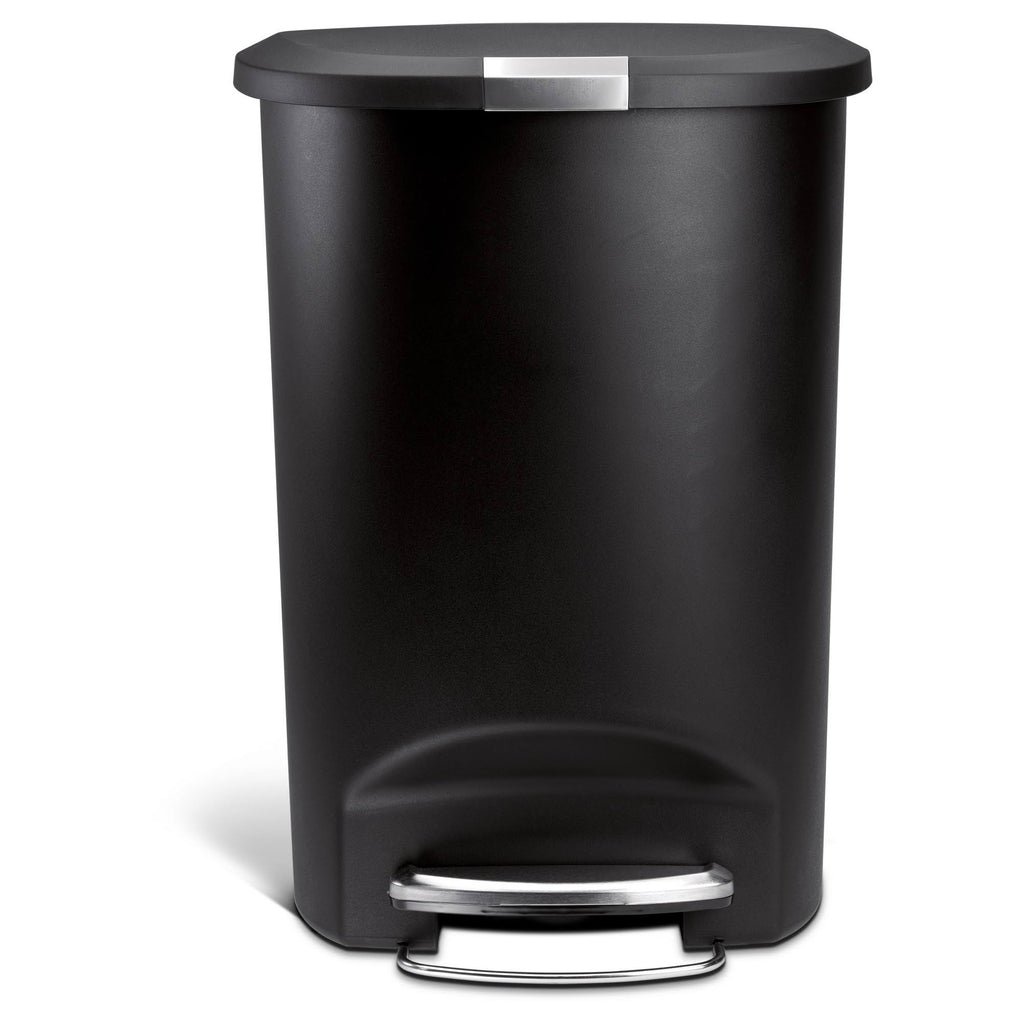 Black Plastic Semi-Round Step Trash Can E40746