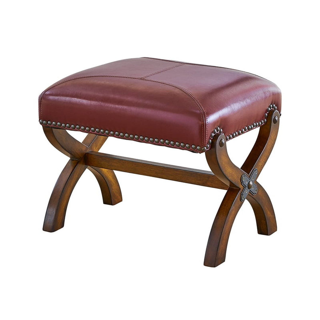 Cherry Finish Leather Chair & Ottoman Set H332736