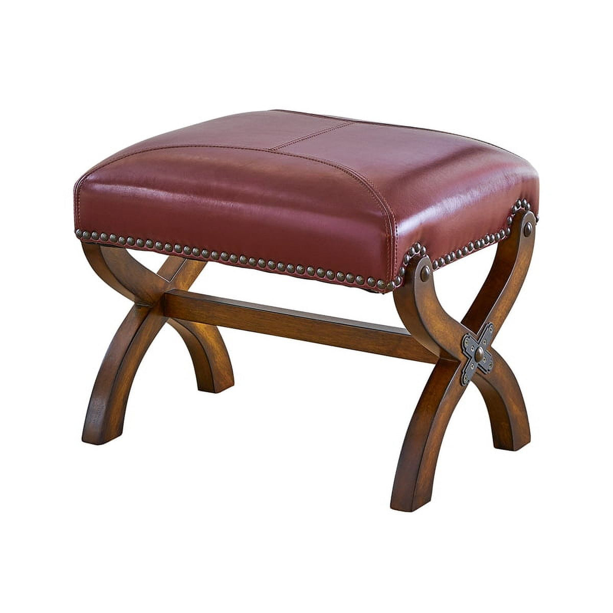 Cherry Finish Leather Chair & Ottoman Set H332736