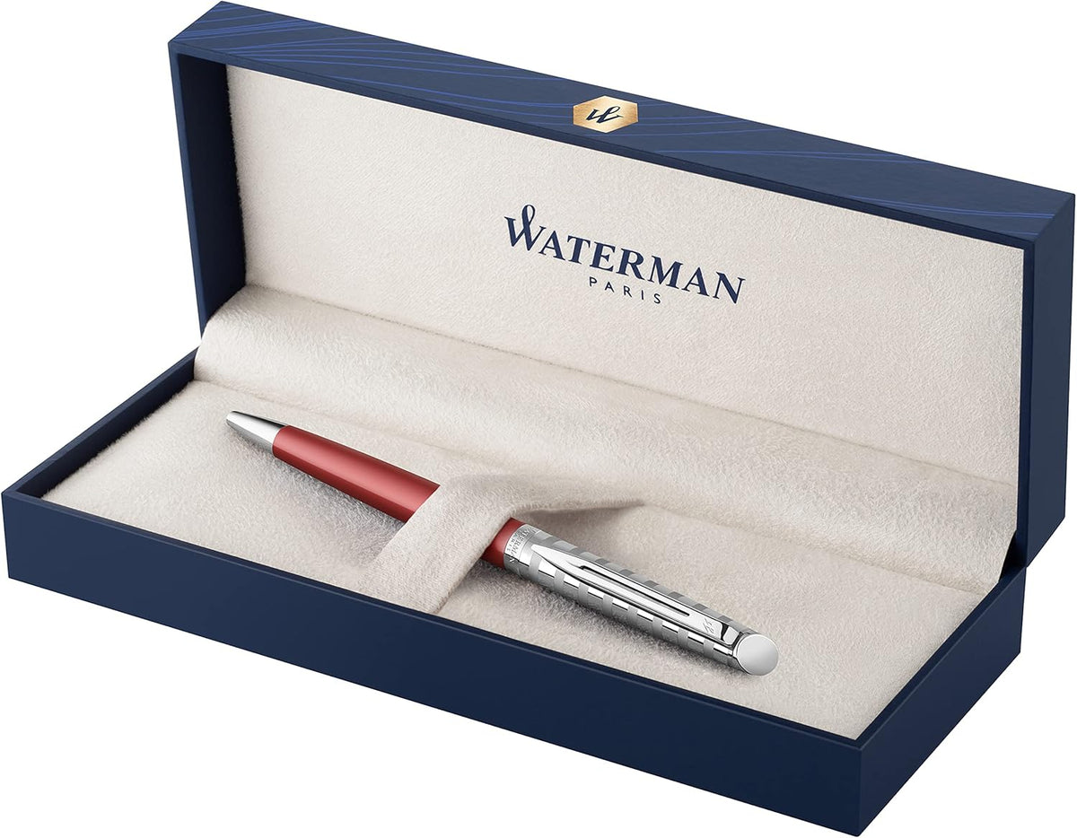 Stainless Steel Ballpoint Pen with Chrome Trim, Medium Point, Blue Ink Cartridge, Pack of 2 K766964