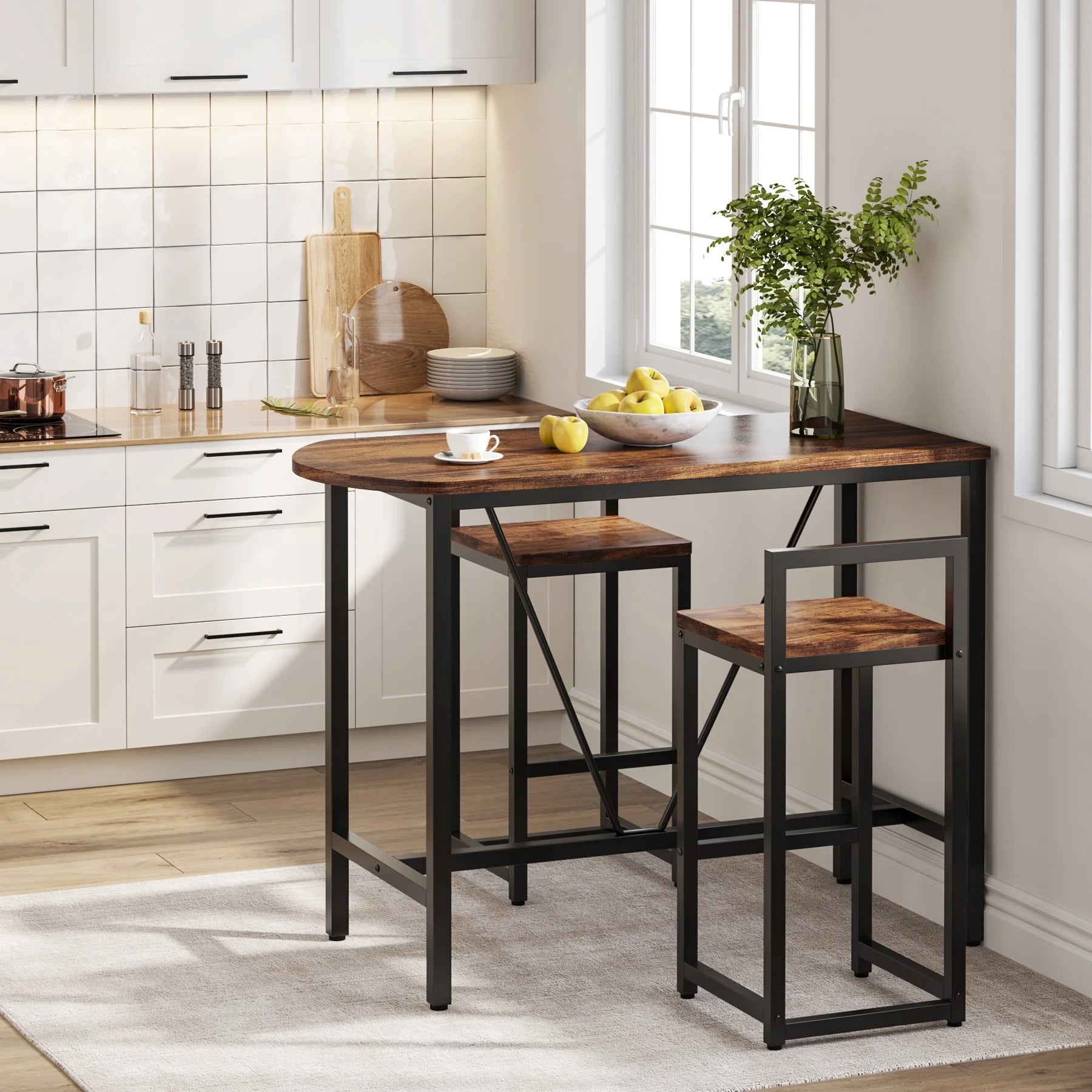 3-Piece Bar Table Set, 39.4 Marble White J9377
