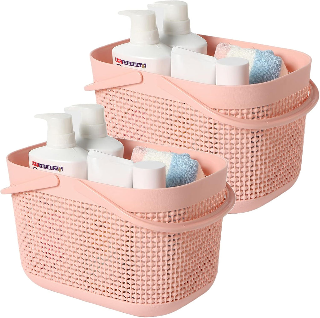 2-Pack Plastic Storage Baskets With Handles and Holes (White) E29974