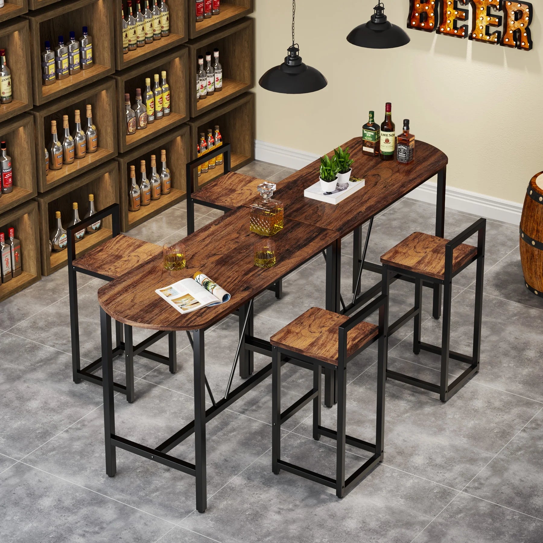 3-Piece Bar Table Set, 39.4 Marble White J9377