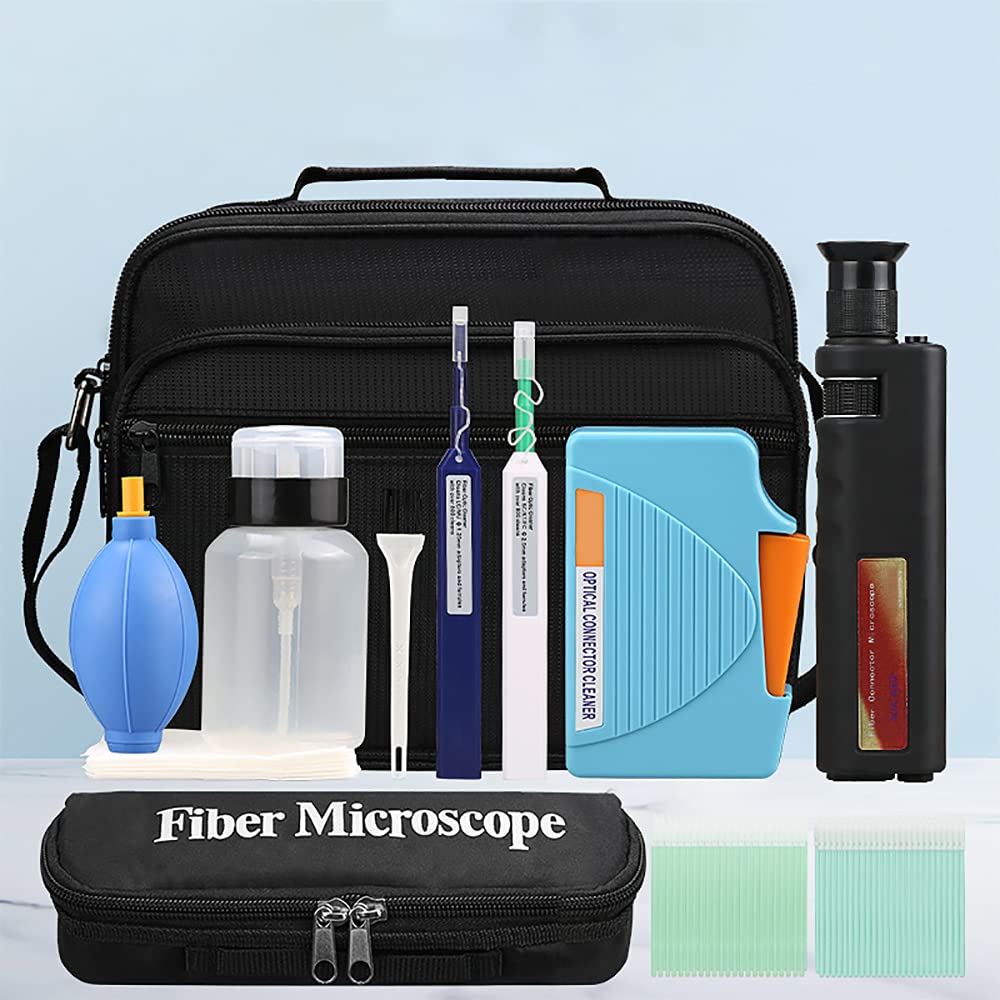 Optic Fiber Cleaning Inspection Kit with 400 Times Microscope and Cleaning Pens A906
