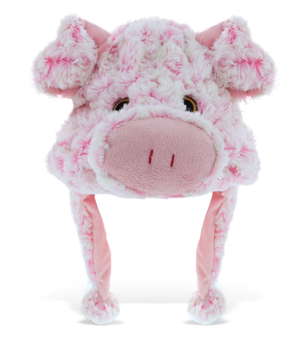 Pink Pig Plush Animal Winter Hat with Ear Flaps J1875