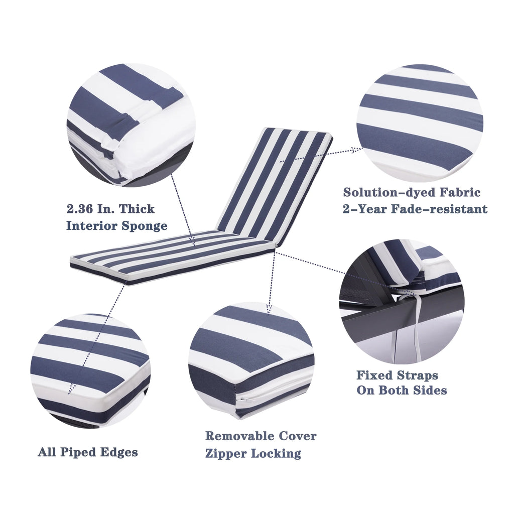 Blue Chaise Lounge Chair Cushion Replacement Seat Pad X182698