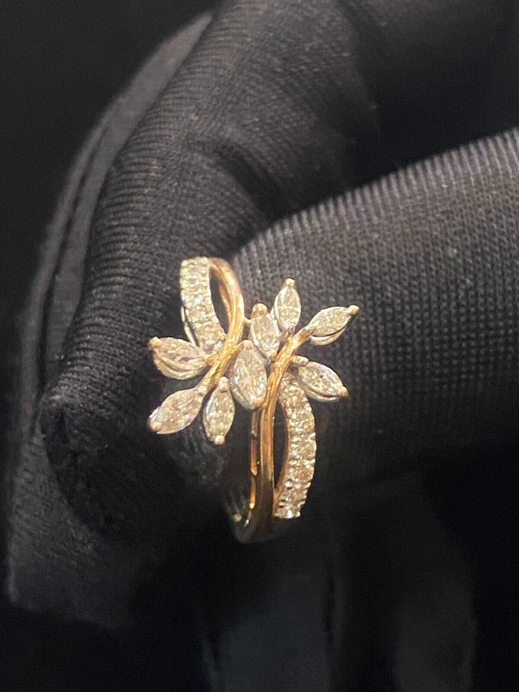 14K Two-Tone Gold Diamond Flower Petals Wedding Ring J725735
