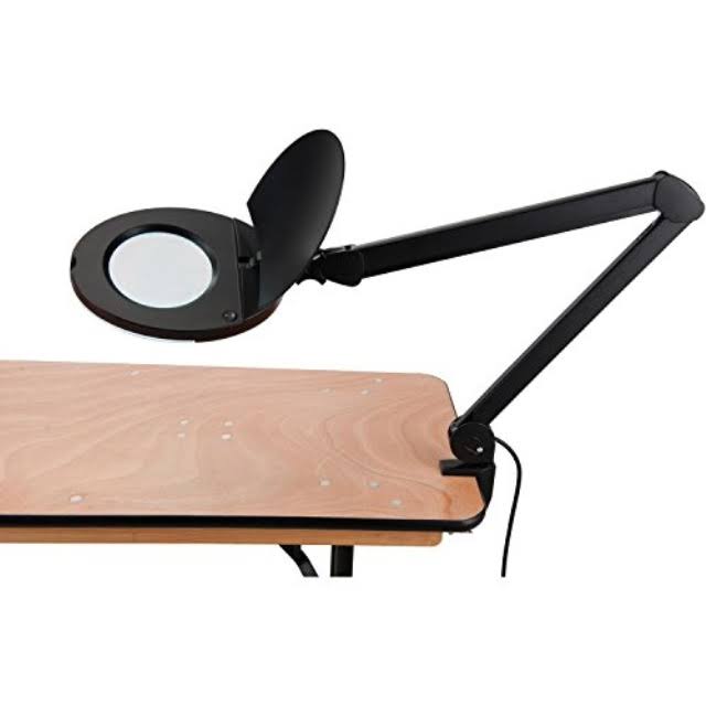 Black LED Magnifying Lamp with Covered Metal Arm B334