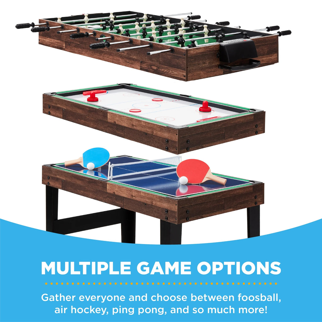 10-in-1 Combo Game Table Set with Hockey, Foosball, Pool, Shuffleboard, Ping Pong S676