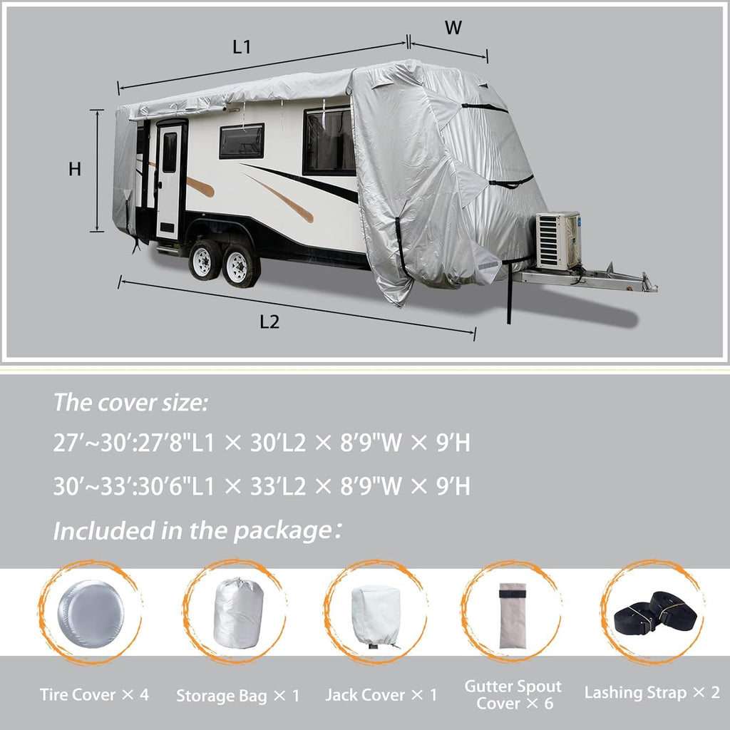 27-30' Windproof Anti-UV Camper Cover with Jack Cover and 4 Tire Covers R434604