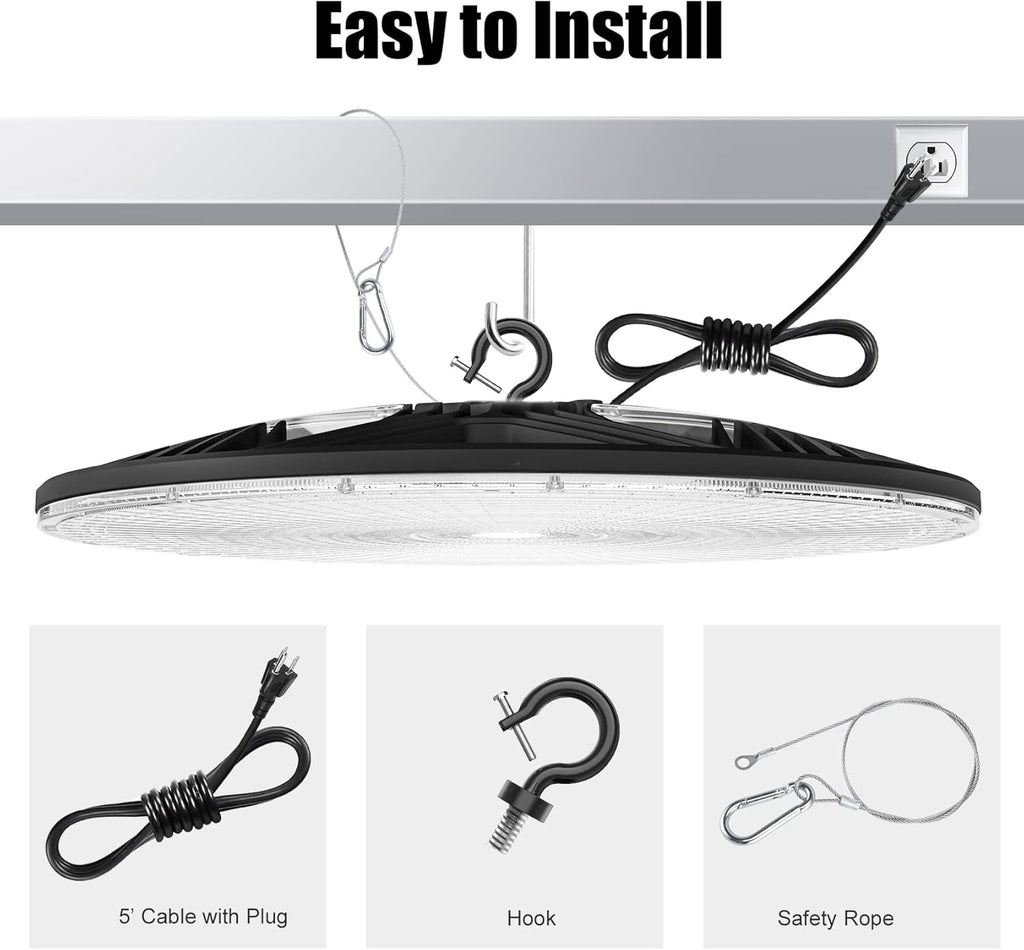 200W UFO LED High Bay Light with 110V Plug, 5000K Daylight A7378