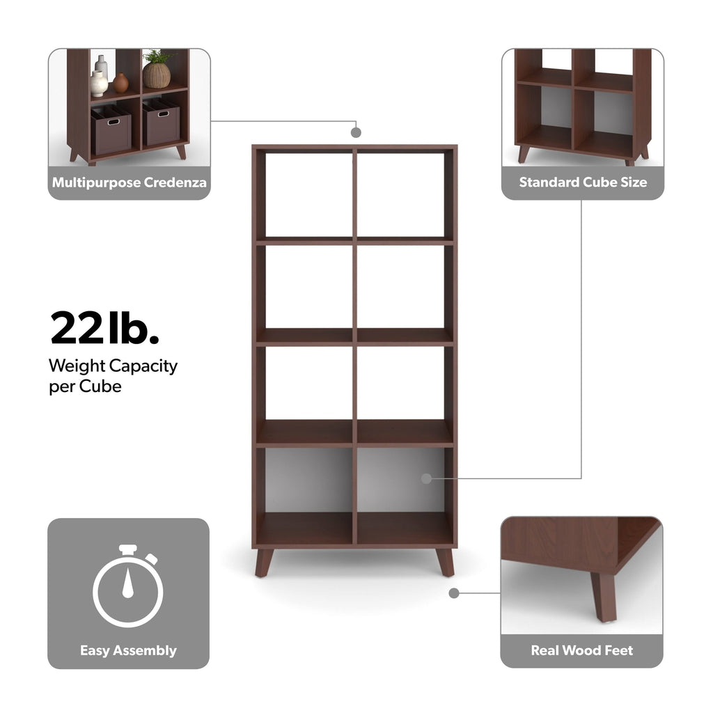 Walnut Cube Bookcase with Real Wood Feet T37177