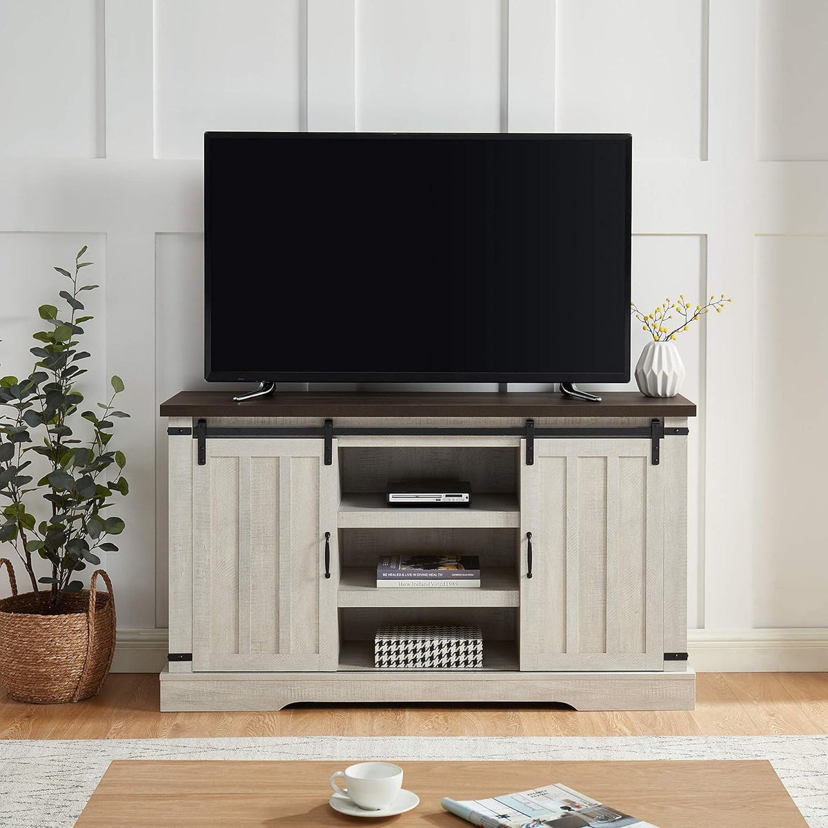 Grey Sliding Barn Door TV Stand S619