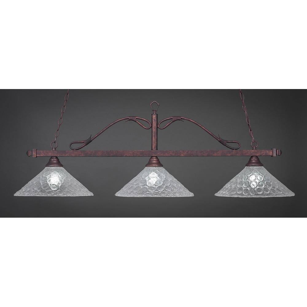 Three Light Billiard Bronze Finish with Italian Bubble Glass Z7959