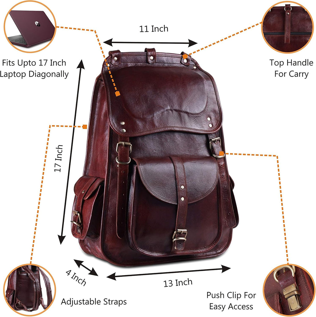 Vintage Full Grain Leather Laptop Backpack N857