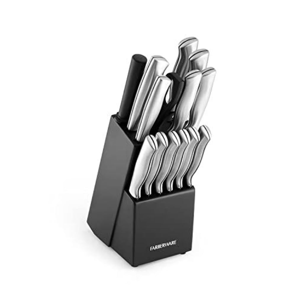 15 Pc Stamped Stainless Steel Knife Block Set M4696
