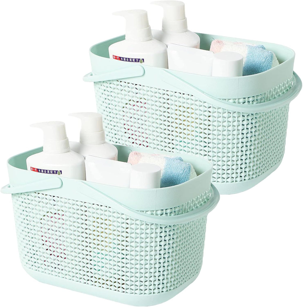 2-Pack Plastic Storage Baskets With Handles and Holes (White) E29974