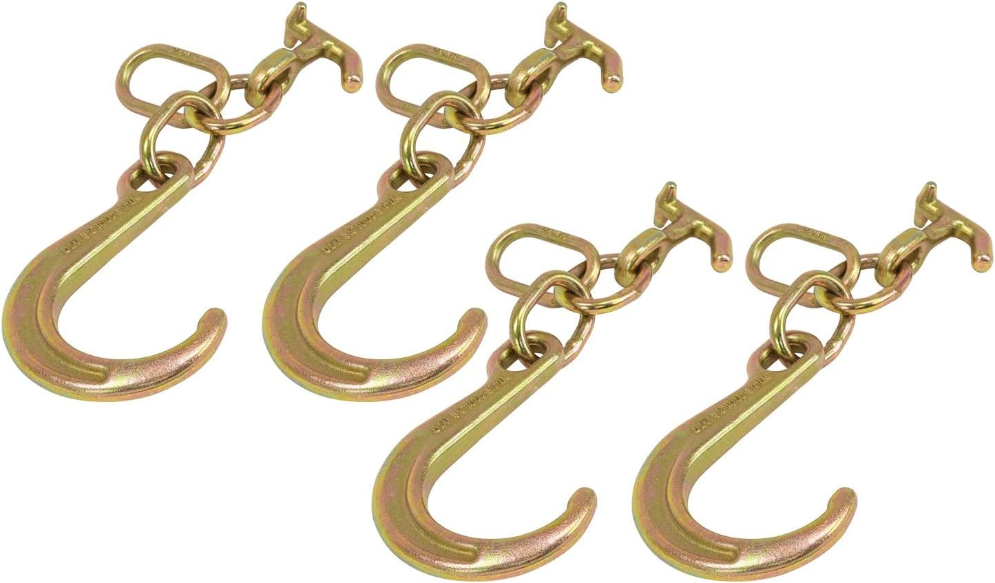 (4 Pack) 8" G70 J Hook with T-J Hooks and Enlarged Link, 5,400 lbs WLL B82367