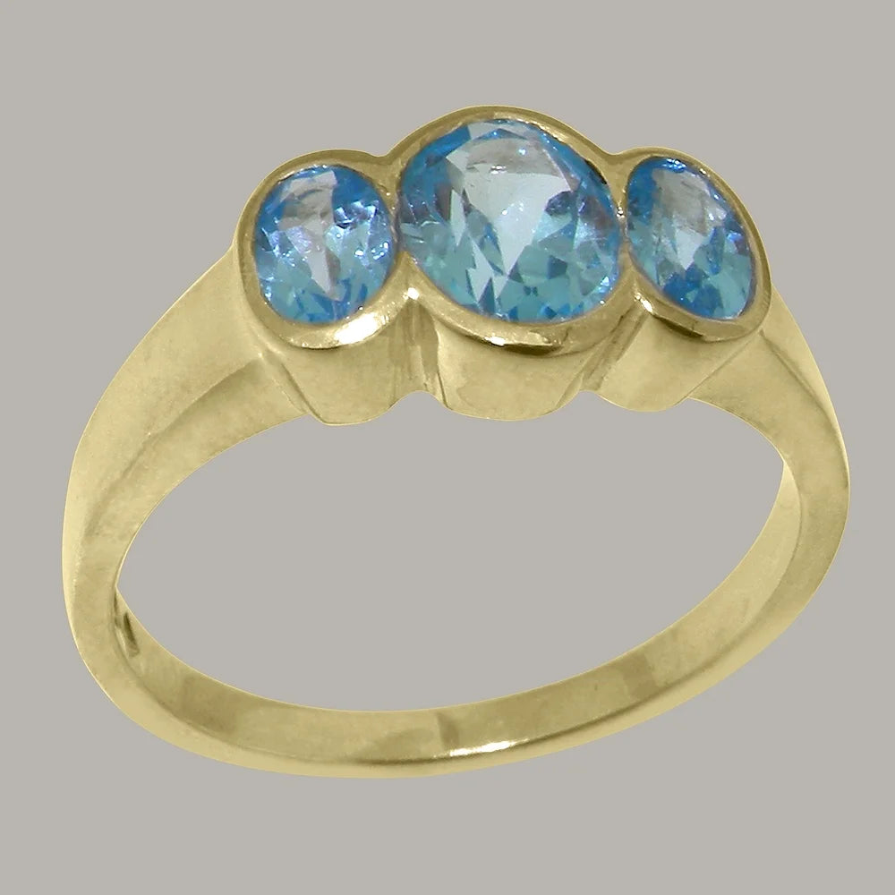 14k Yellow Gold Natural Blue Topaz Womens Ring M598