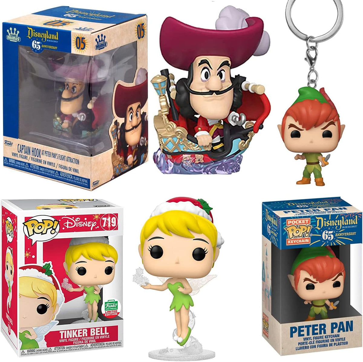 Tinker Bell + Peter Pan + Captain Hook Pop! Figure Vinyl Characters 3 Items Q350105