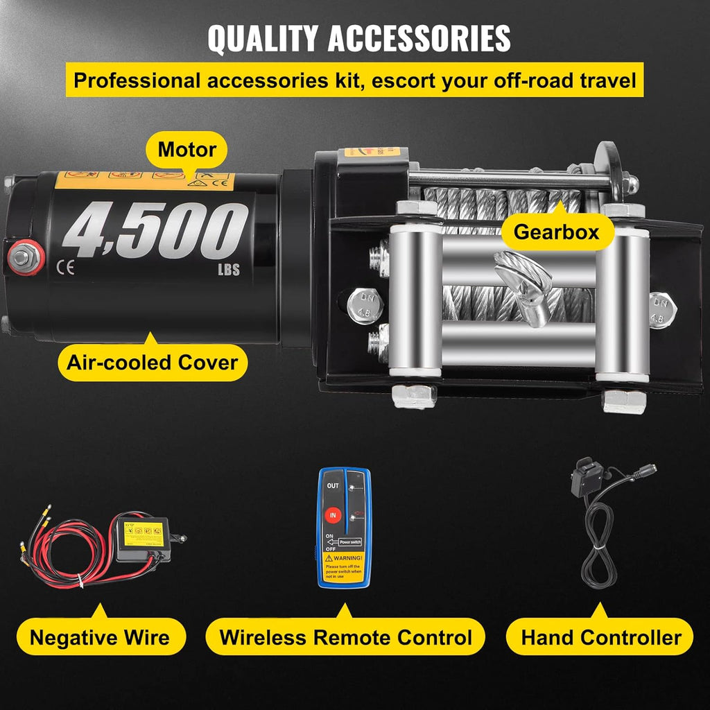 4500lb 12V Electric Winch with Wireless Remote Control Z75541
