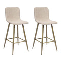 Fabric Full Back Barstools, Gold and Beige (Set of 2) F8716