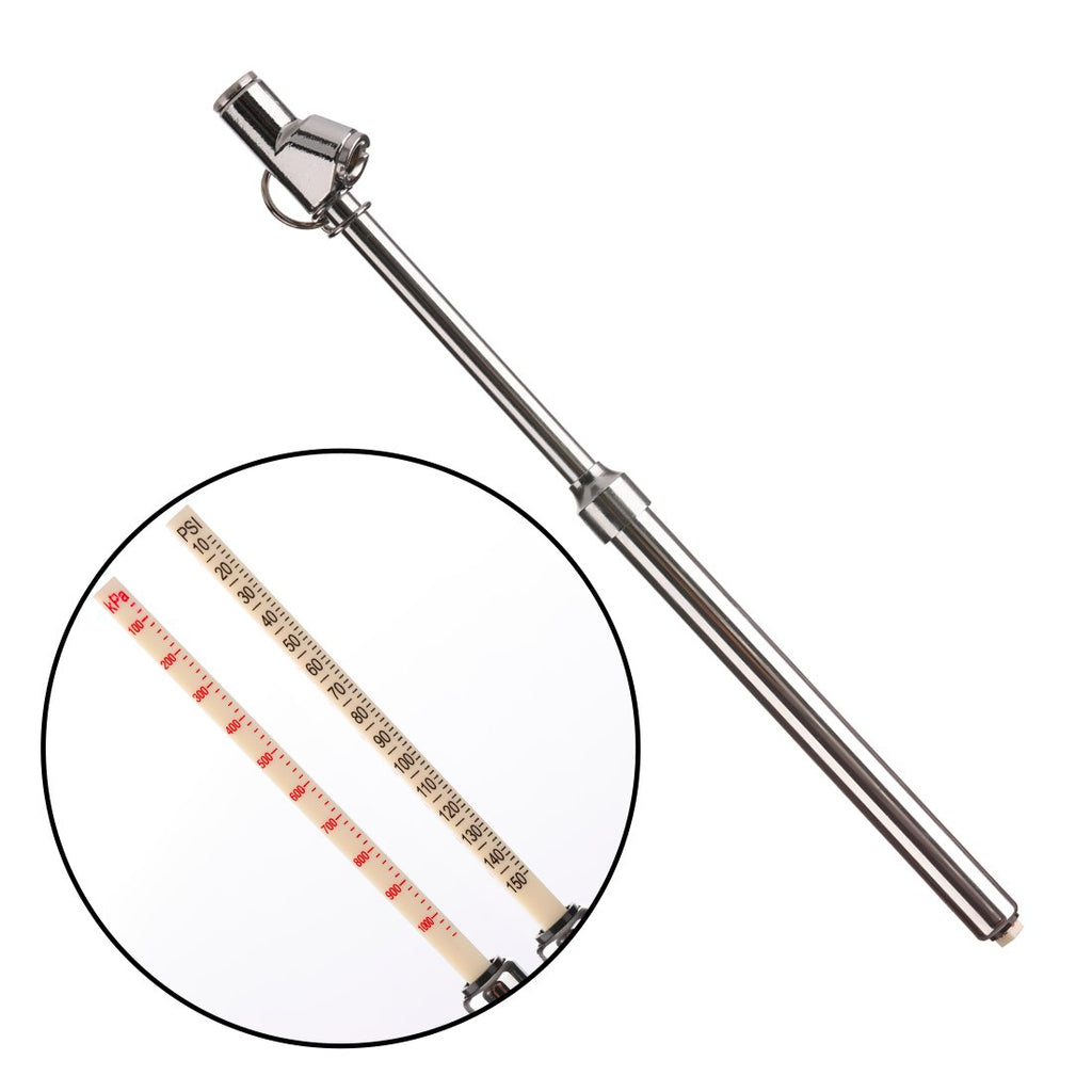 Tire Pressure Gauge 10-150PSI 100-1000KPa Dual Head Chucks Silver (10 Packs) N440