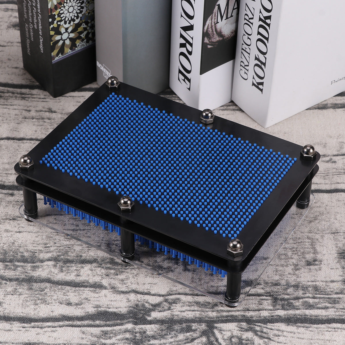 3D Pin Art Toy Plastic Square Handprint Dark Blue G750