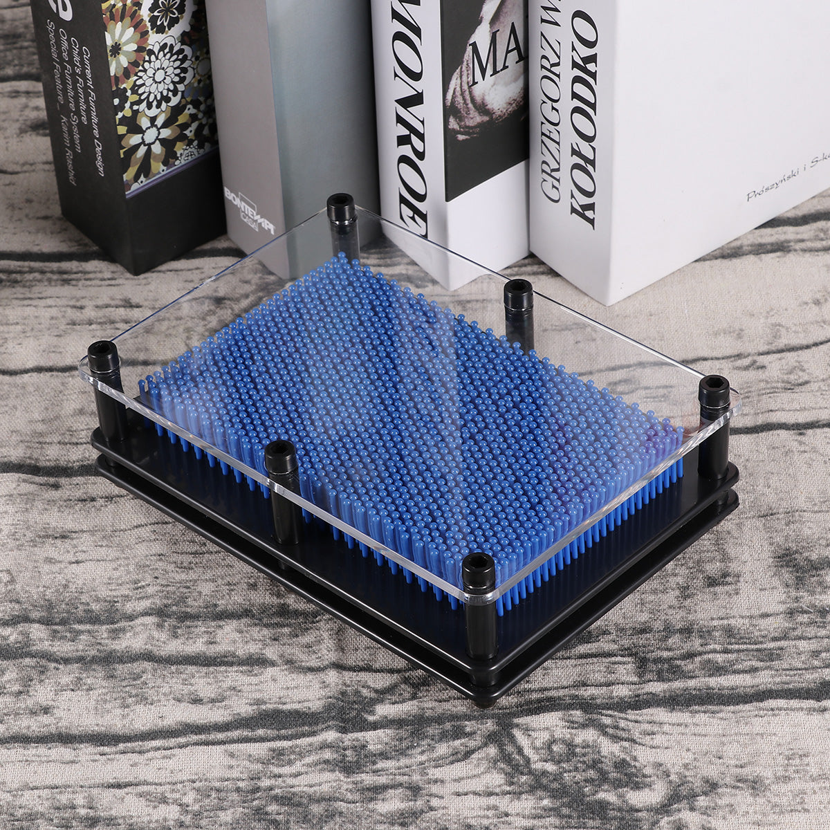 3D Pin Art Toy Plastic Square Handprint Dark Blue G750