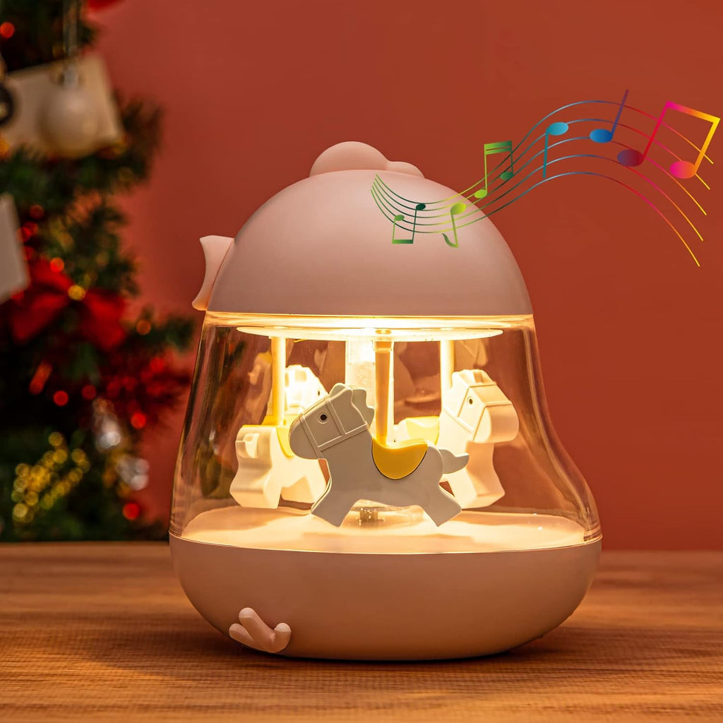 Pink Carousel Music Box Night Light Lamp K132983