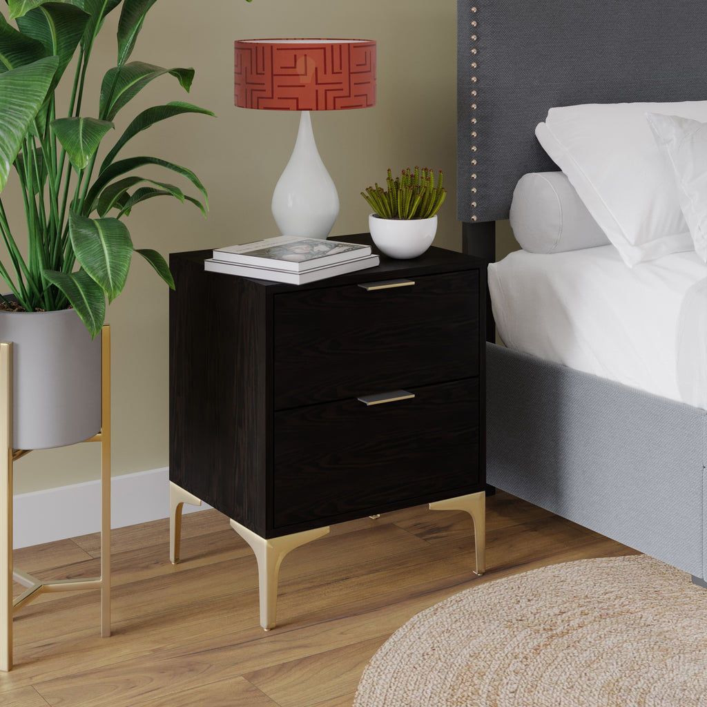 Charcoal Nightstand with 2 Storage Drawers R310