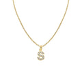 14K Yellow Gold Cubic Zirconia Initial Letter 'S' Pendant with 16" Chain Necklace A146811