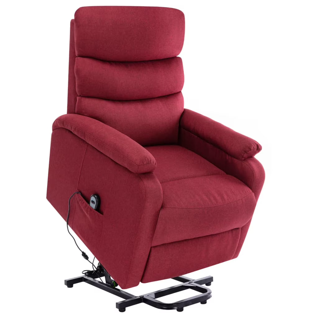 Wine Red Fabric Power Lift Massage Recliner W533735