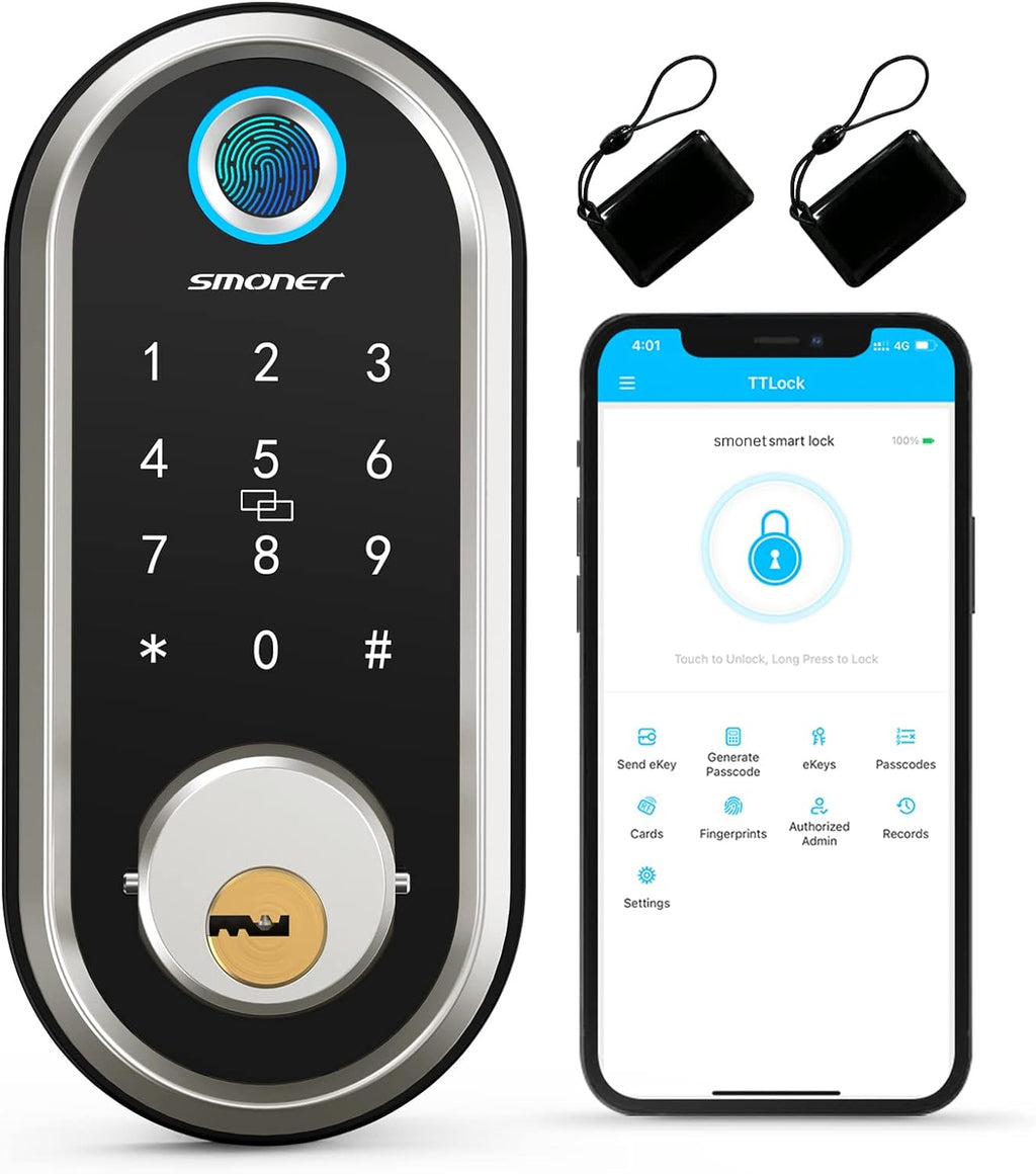 Smart Lock Deadbolt with Keypads, Fingerprint, IC Card, Touchscreen, Auto Lock, APP Control S629596