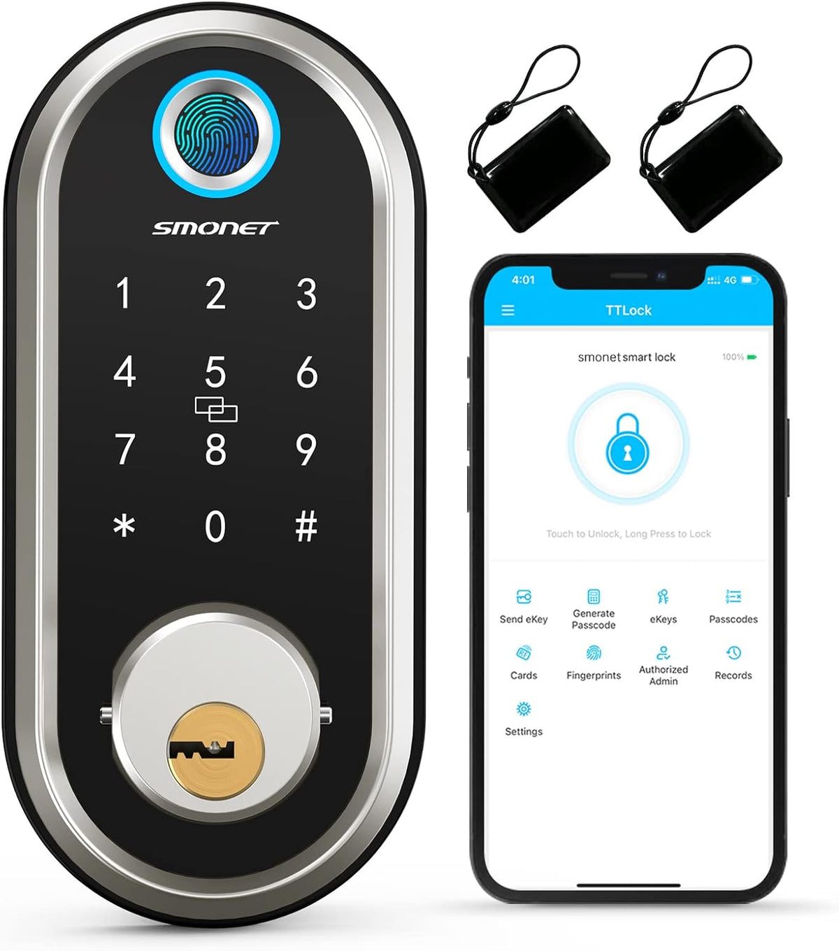 Smart Lock Deadbolt with Keypads, Fingerprint, IC Card, Touchscreen, Auto Lock, APP Control S629596