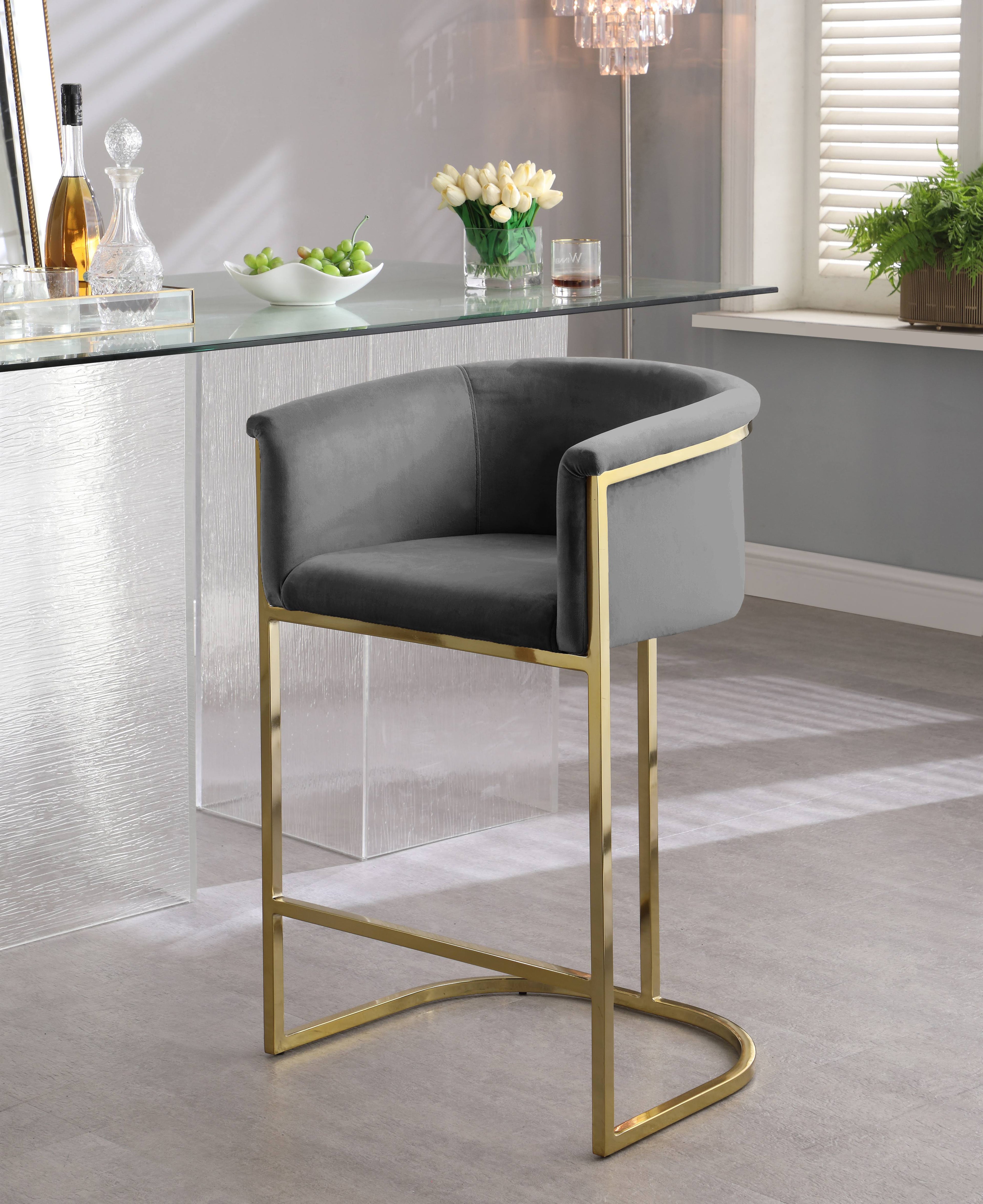 Grey Velvet Stool R871