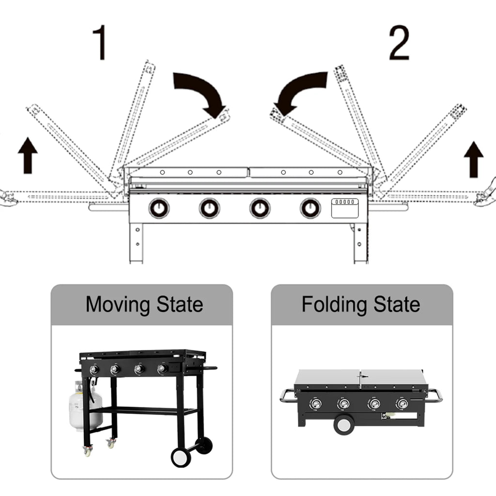 4 Burner Foldable Outdoor Propane Gas Grill I32185
