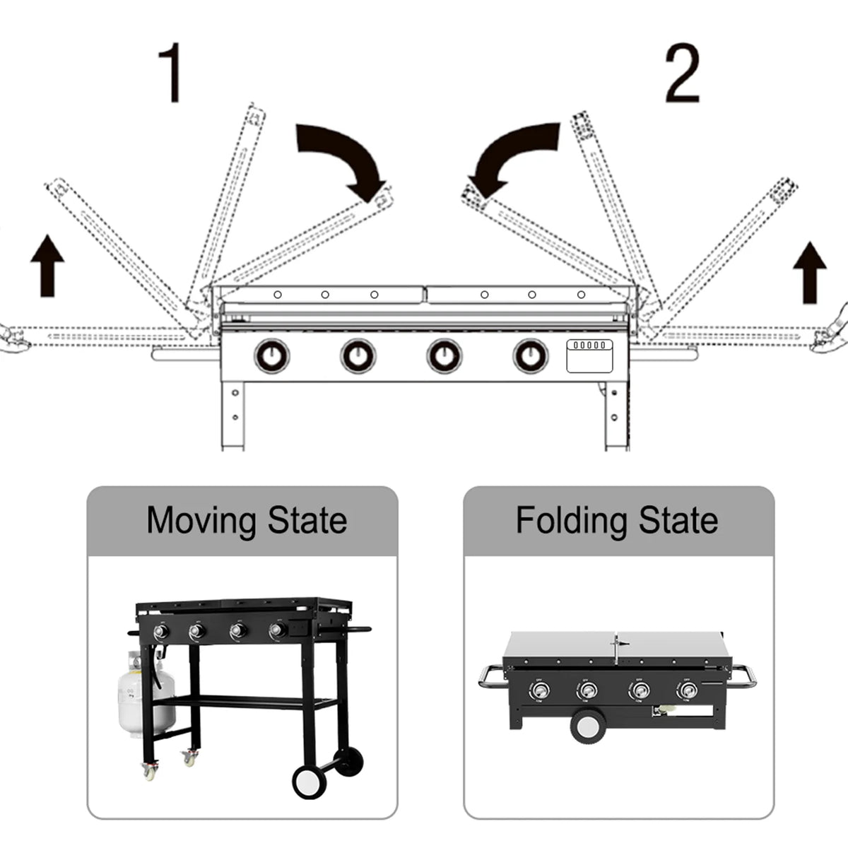 4 Burner Foldable Outdoor Propane Gas Grill I32185