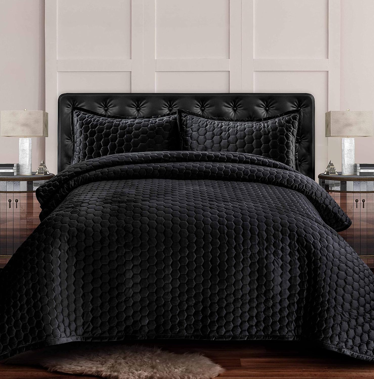 Velvet Oversized Quilt Set, Queen, Camel S93360