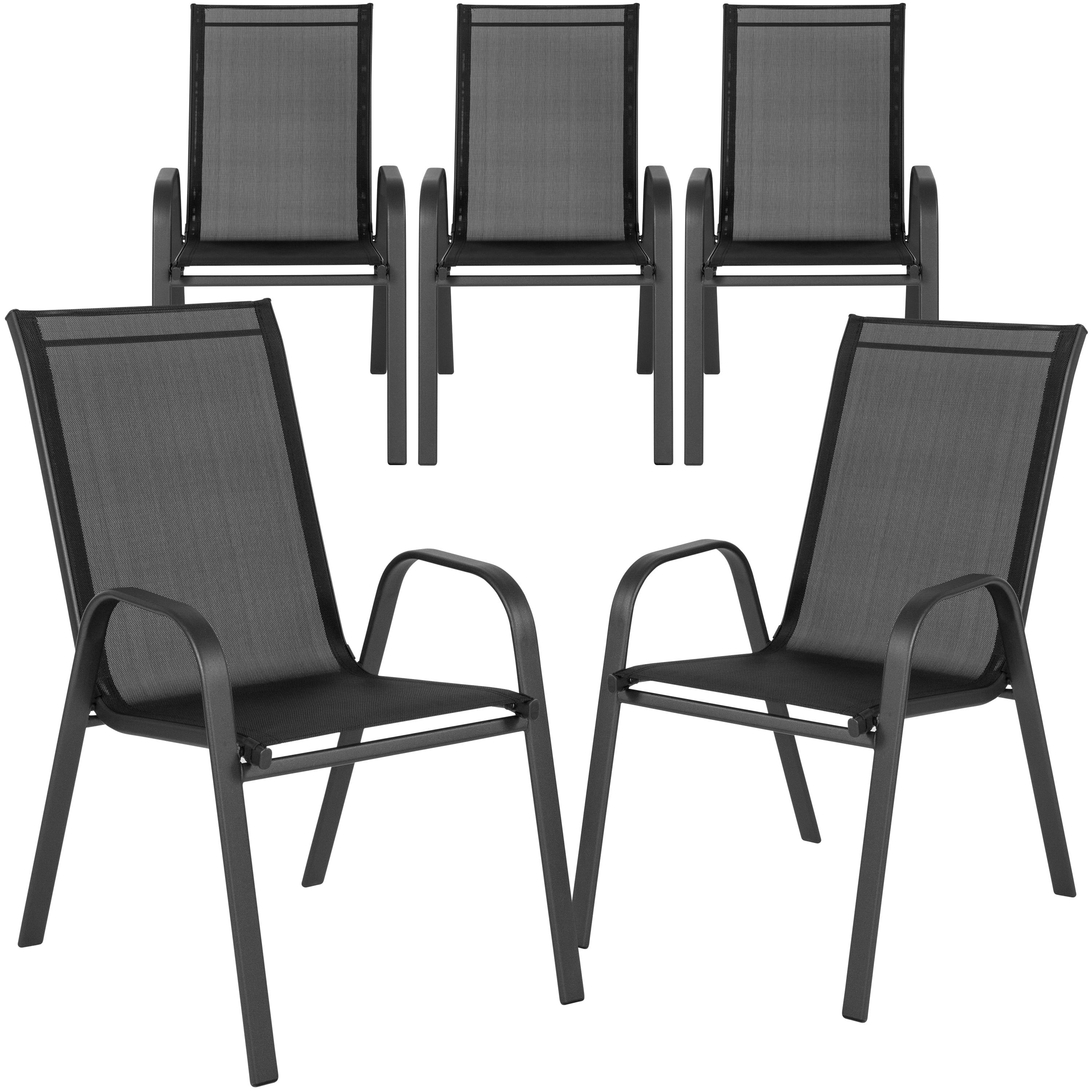 5 Pack Black Outdoor Stack Chair with Metal Frame M7831