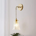 Cone Suspender Wall Light Industrial Vintage Textured Glass Shade 1 Light Cast Brass Wall Lamp Z4405