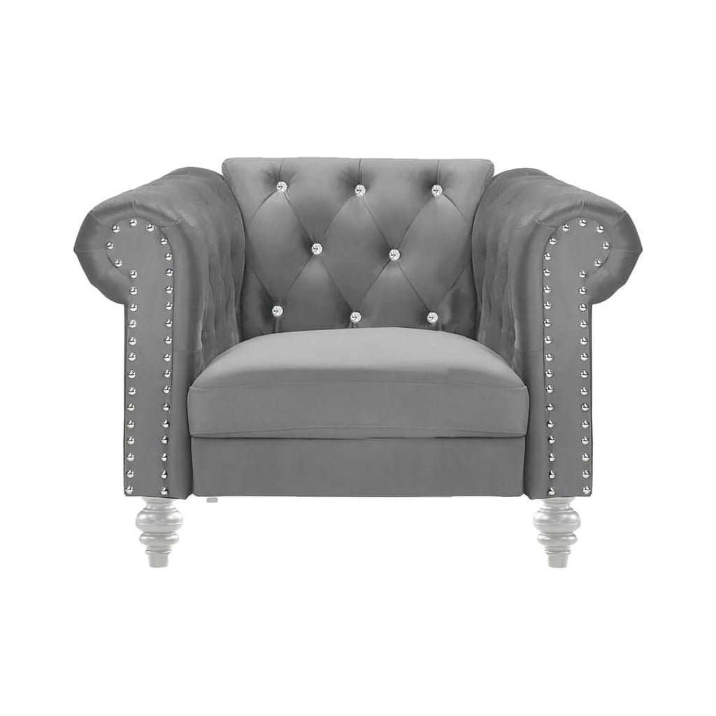 Gray Velvet Fabric Chair T673