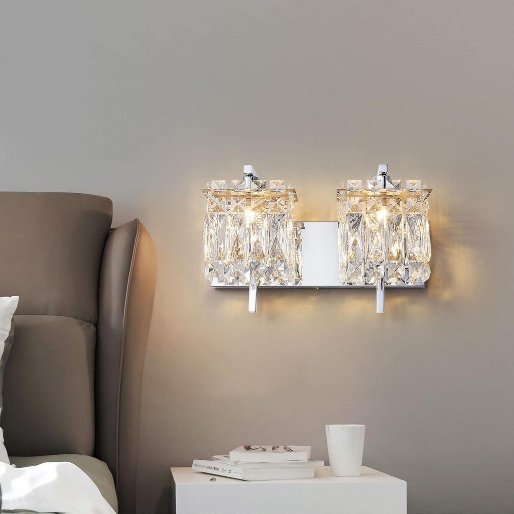Crystal Wall Lamp, Chrome, E12 Base x2 M724163