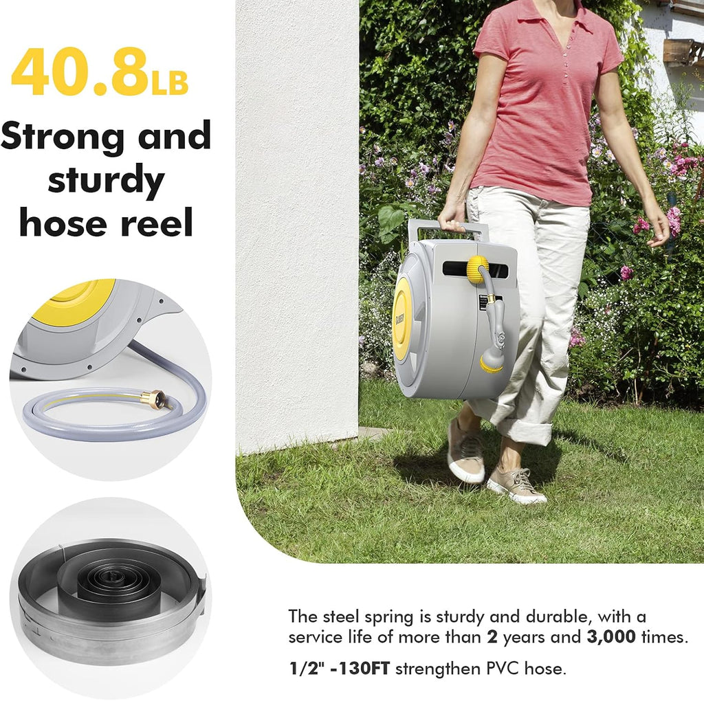 Retractable Garden Hose Reel, Wall Mounted, 180° Swivel Bracket G7656