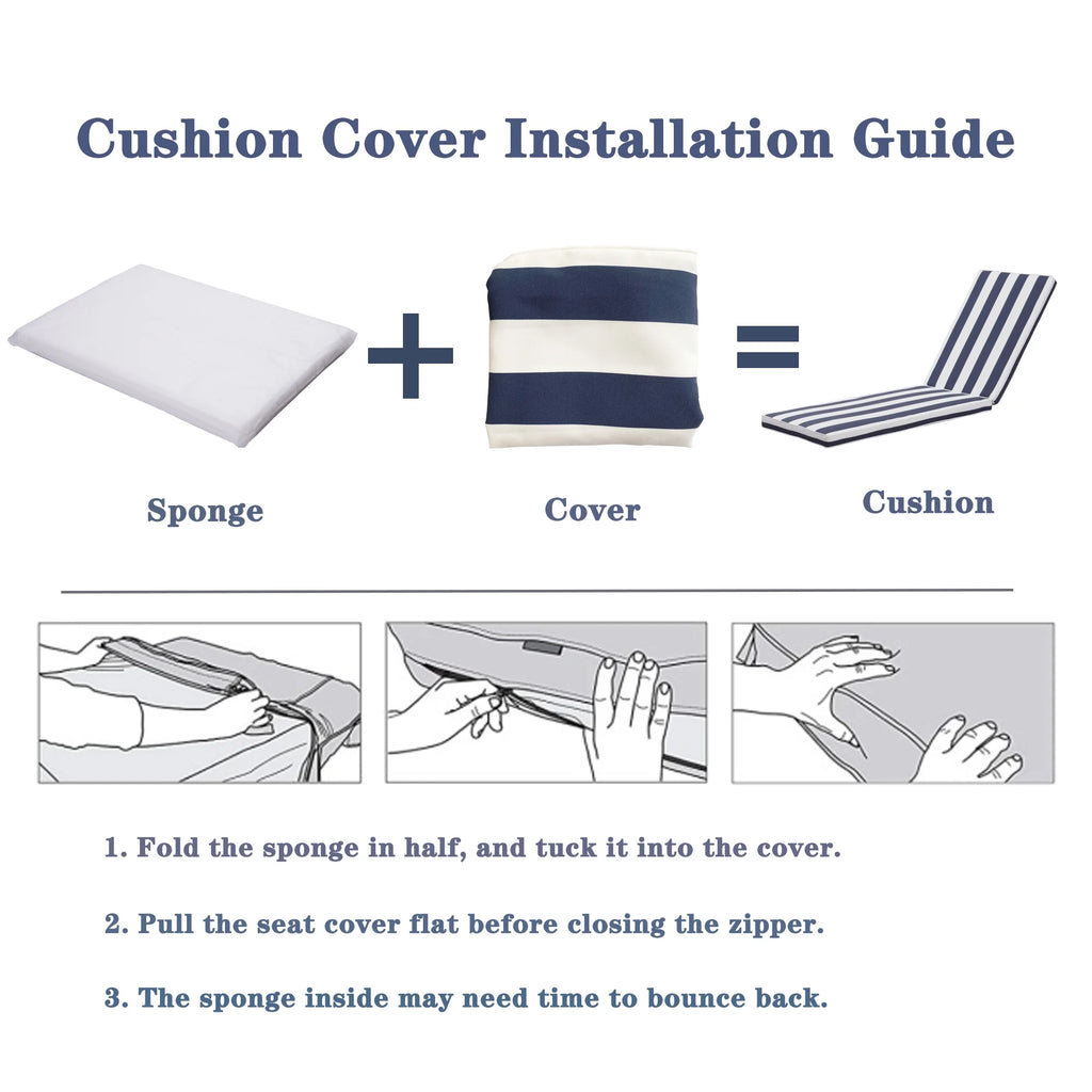 Blue Chaise Lounge Chair Cushion Replacement Seat Pad X182698