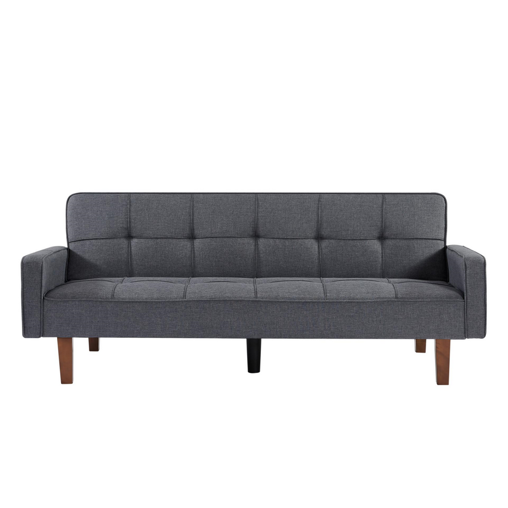 Grey Linen Convertible Sleeper Sofa with Removable Armrests G92465