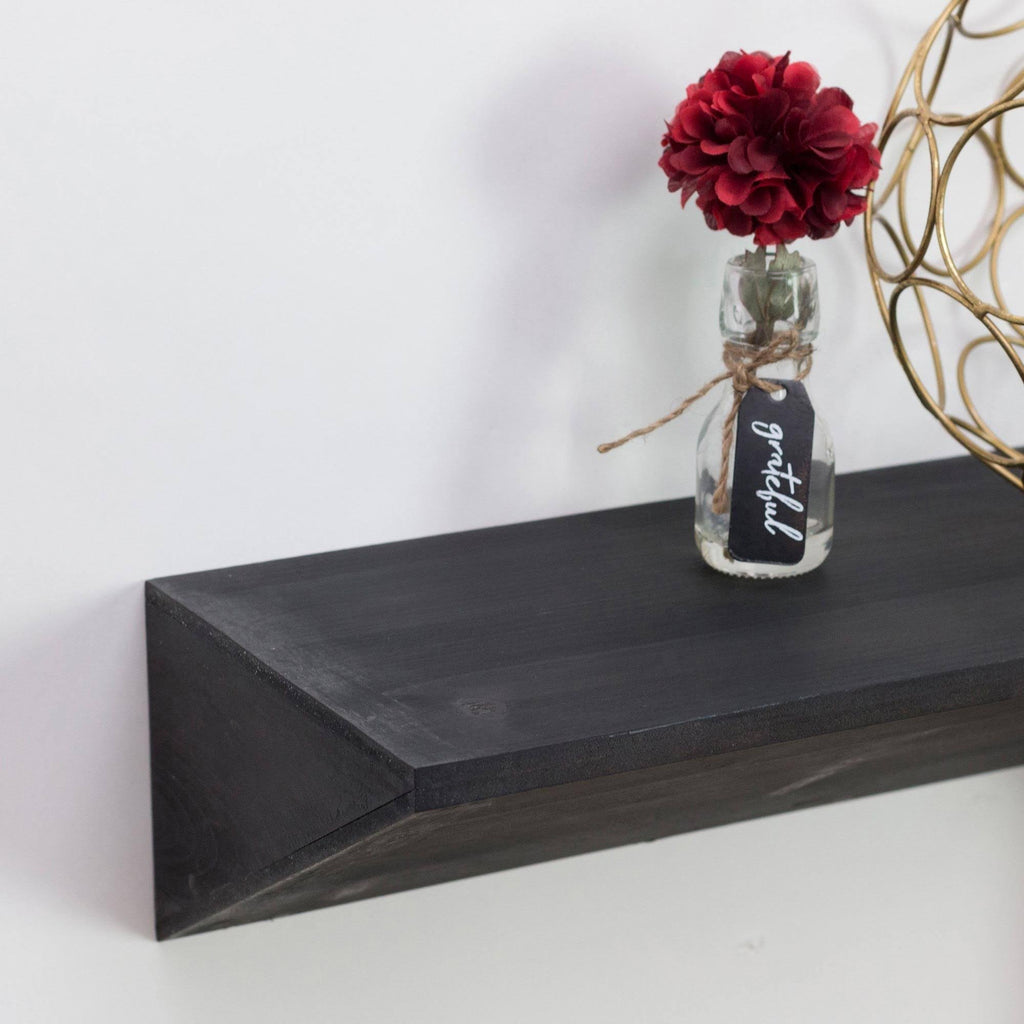Black Wedge Wood Floating Shelf O657