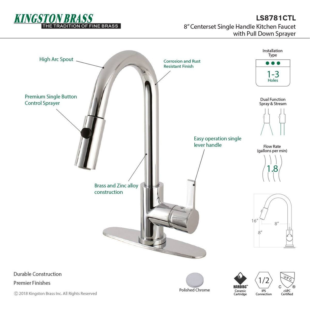 Brushed Nickel Single-Handle Pull-Down Kitchen Faucet H467891