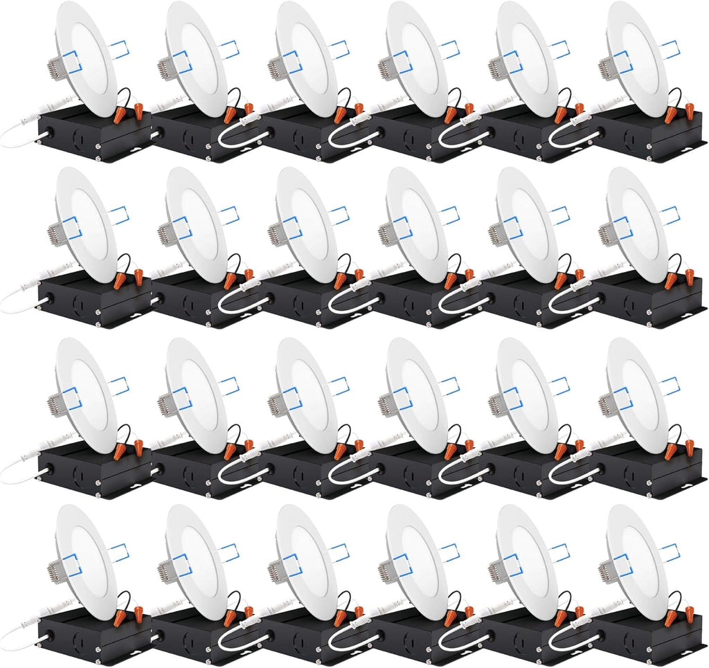 24 Pack 4 Inch Ultra Thin LED Recessed Ceiling Lights, 5000K Daylight, Dimmable 10W, 650 LM X977